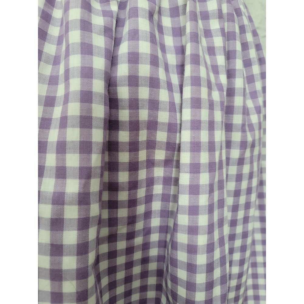 VTG 70s Purple Gingham Maxi‎ Dress Prairie Cottagecore Lace Trim Flutter Sleeve - Picture 8 of 16